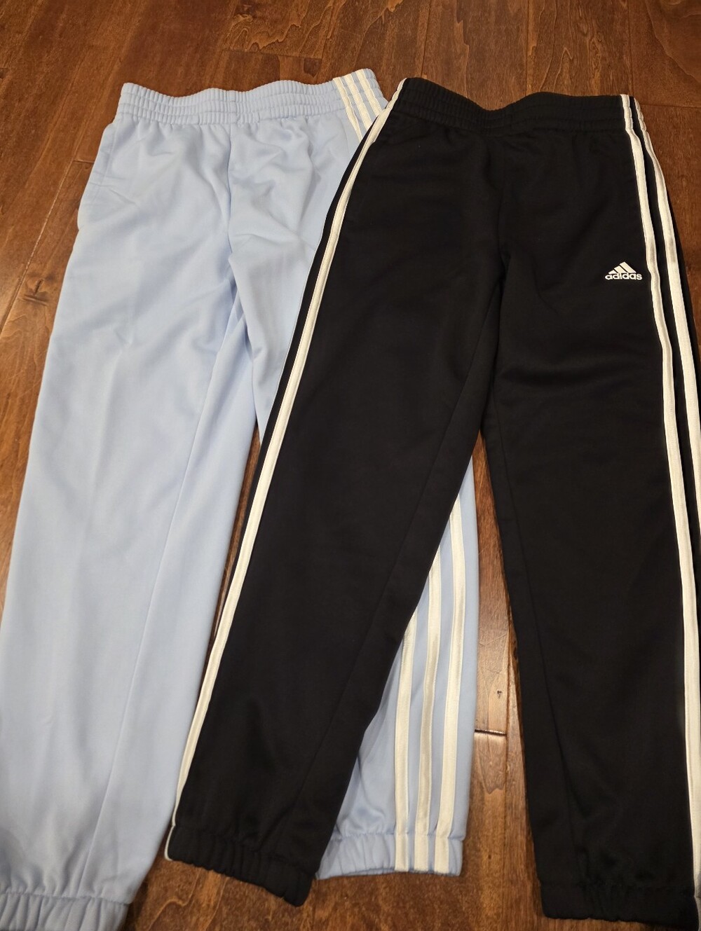 adidas Kids Light Blue & Black Joggers with White Side Stripes Small 7/8 NWOT